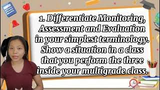 Week 9 Chapter 5 Lesson 1: Monitoring, Assessment and Evaluation in Multigrade Classes