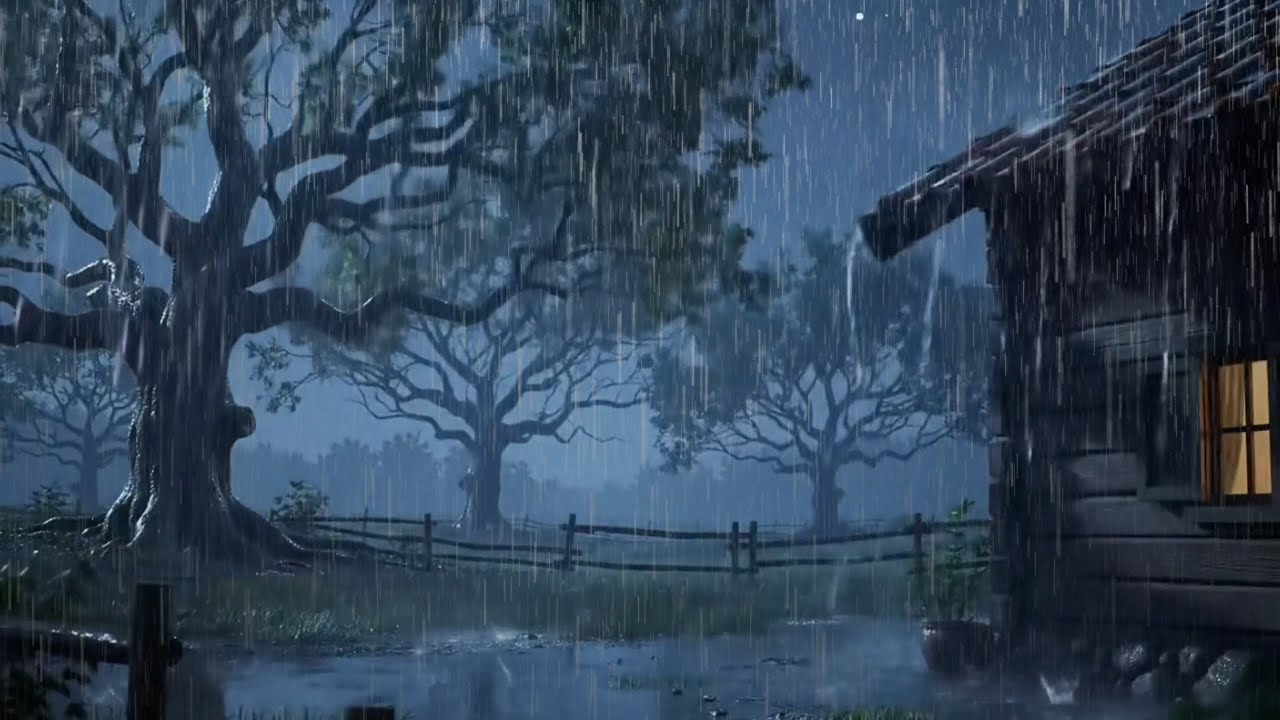 Cozy Wooden Cabin in a Misty Forest | Rain & Thunder Sounds for Sleep
