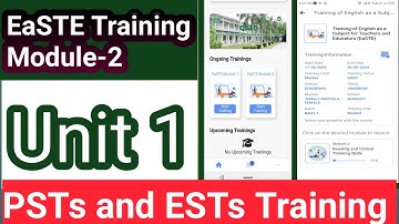 EaSTE Training Module-2 Unit 1 Answer and Solved Activities