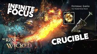 The Improved BEST STRENGTH BUILD in No Rest For The Wicked INFINITE FOCUS - Crucible Run under 9 min