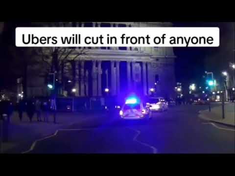 Moment dopey Uber driver cuts in front of police car and immediately gets pulled over