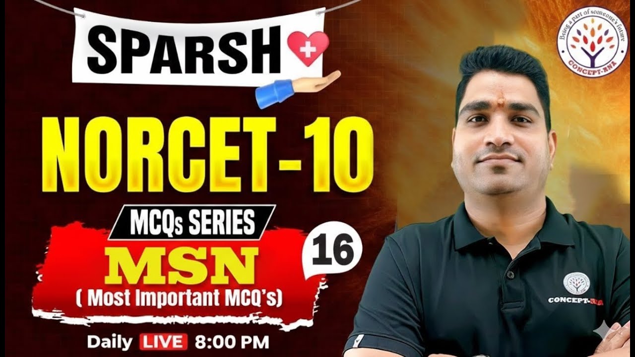NORCET 10 Classes | MSN - Most Imp MCQ's | Sparsh #16  | Sanjay Sir 