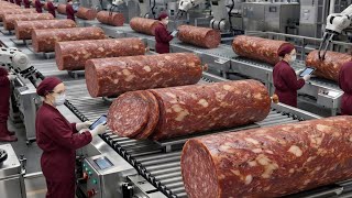 Inside Pepperoni Sausage Factory | How Pepperoni Is Made Step by Step (Full Production Process)