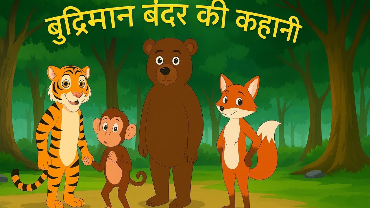 Fox, Bear, Monkey and Tiger Moral Story | जंगल की जानवरों की कहानी | Hindi Kahani for Kids