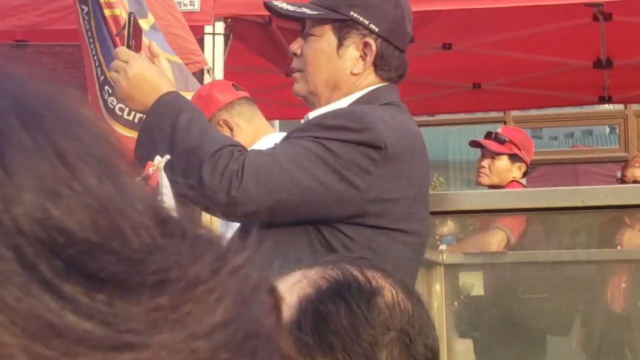 미공화당필승한인팀 권성주 상임공동회장 트럼프 연설 용산 삼각지 9.7.2024.