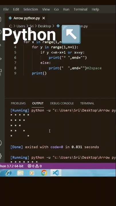 Python Arrow ↖️ Shape #python #education #pattern #viral #ytshorts ...