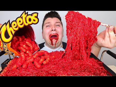 flamin'-hot-cheetos-noodles-•-mukbang-&-recipe