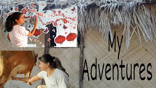 cow milking by hand| village routine| wall stickers on wall| wall decor |my Adventures