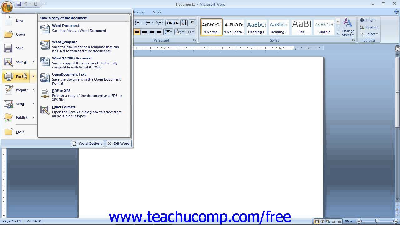 Word 2007 Tutorial The Microsoft Office Button-2007 Only Microsoft Training  Lesson  - YouTube