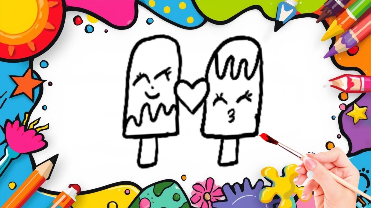 How To Draw Love Ice Cream Drawing, Painting & Coloring For Kids and Toddlers_🌈🎨 🐋
