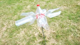 Ветряк Лопастной из пластиковых бутылок для отпугивания птиц и кротов Самоделка своими руками