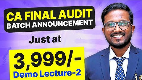 SQC 1 & SA 220 - Demo Lecture 2 - Regular cum FasTrack Batch - CA Final Audit | May