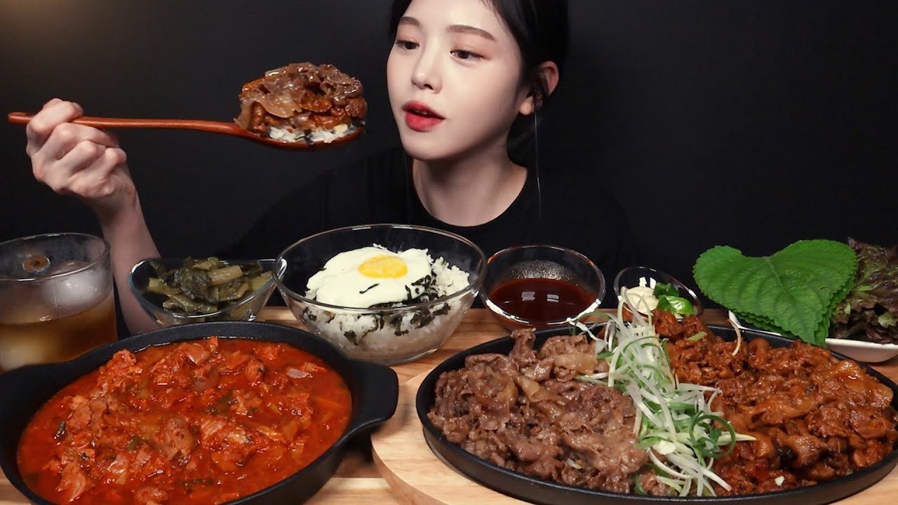 ⁣SUB)불향가득 새마을식당 열탄불고기에 7분돼지김치찌개 먹방! 쌈 싸먹기 리얼사운드 bulgogi with kimchi-jjigae mukbang asmr