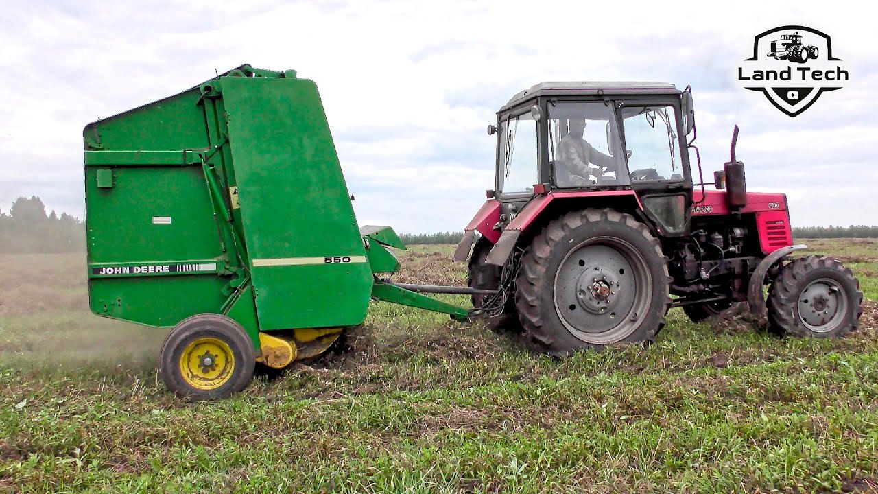 Мтз подборщик. Пресс рулонный Джон Дир 550. Пресс подборщик John Deere на трактор. МТЗ 80 С пресс подборщиком Джон Дир. John Deere 550 прессует сено.