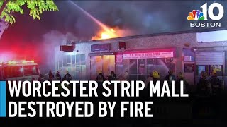 Massive fire destroys Worcester strip mall