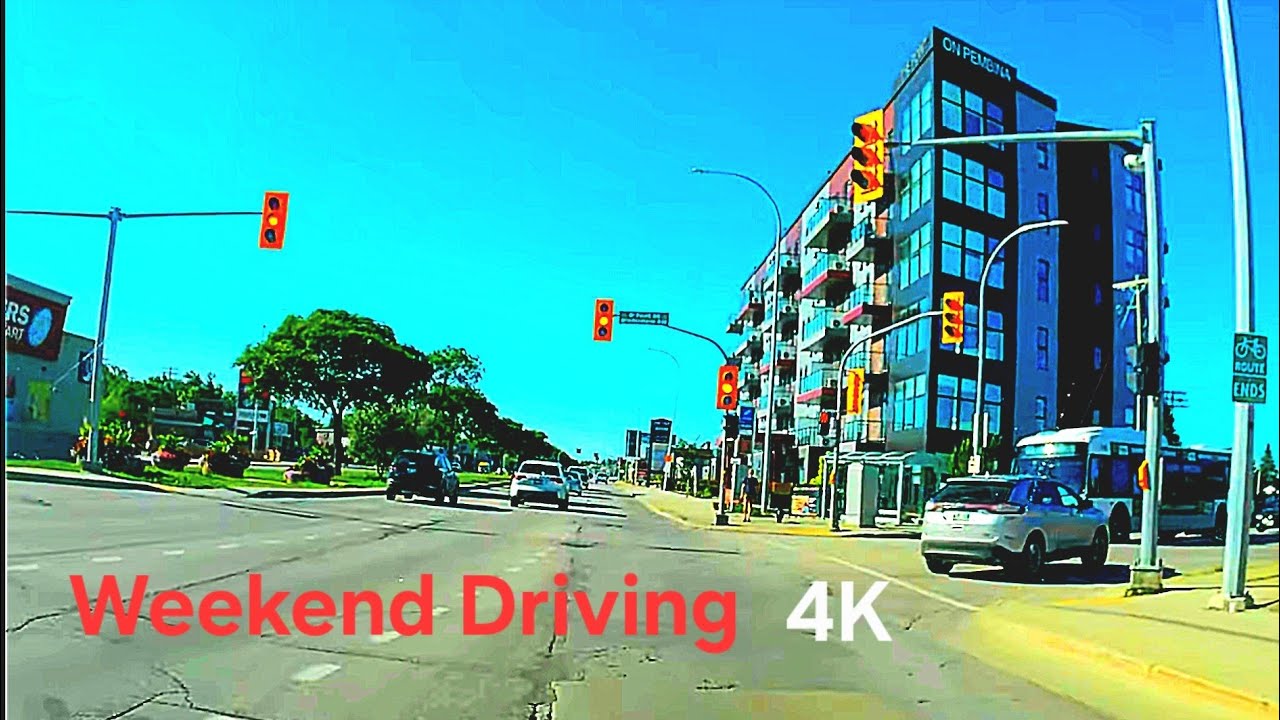 Weekend Morning Drive Winnipeg - 4K Video - Stafford St, Pembina Hwy, McGillivray Blvd
