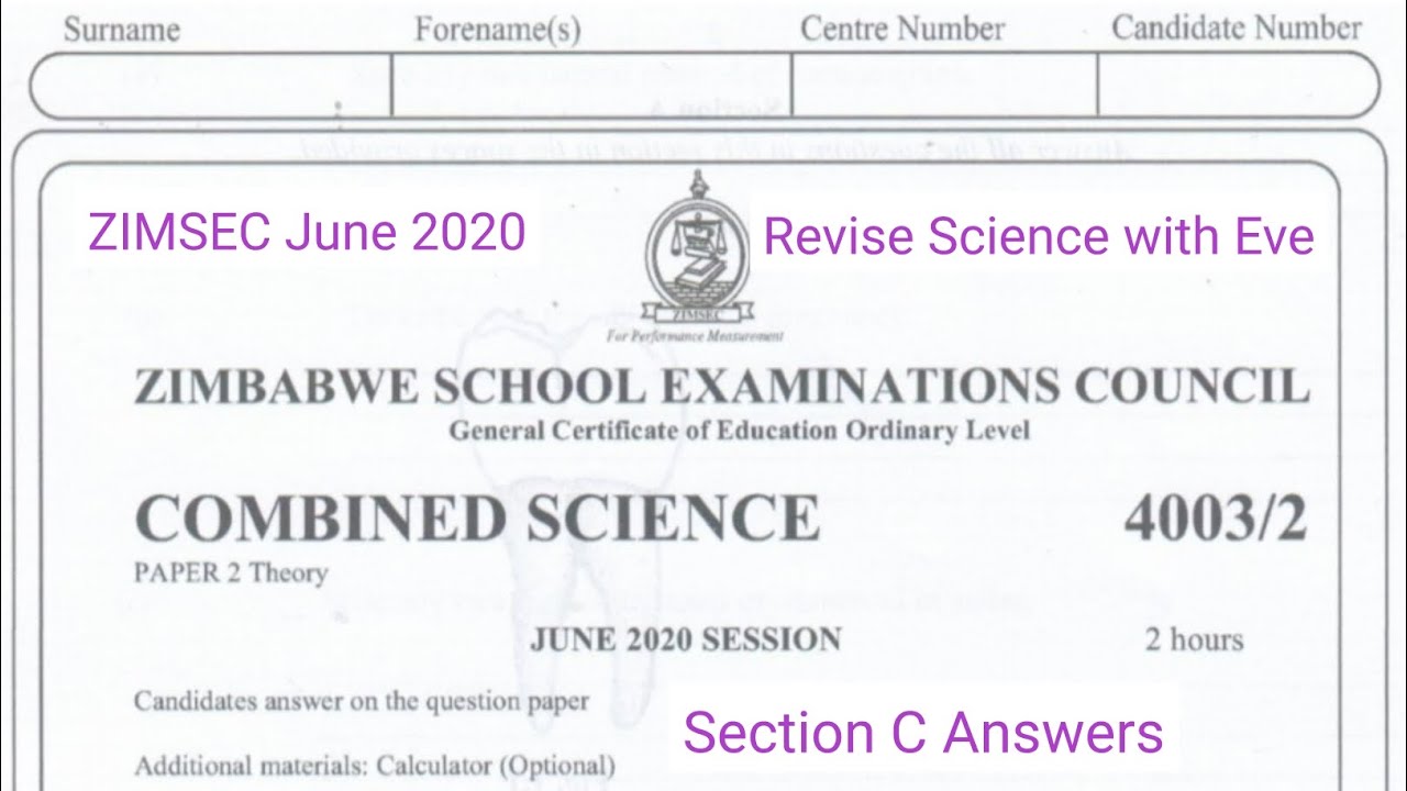 Zimsec June 2020, Combined Science Paper 2, Solutions for Section C ...