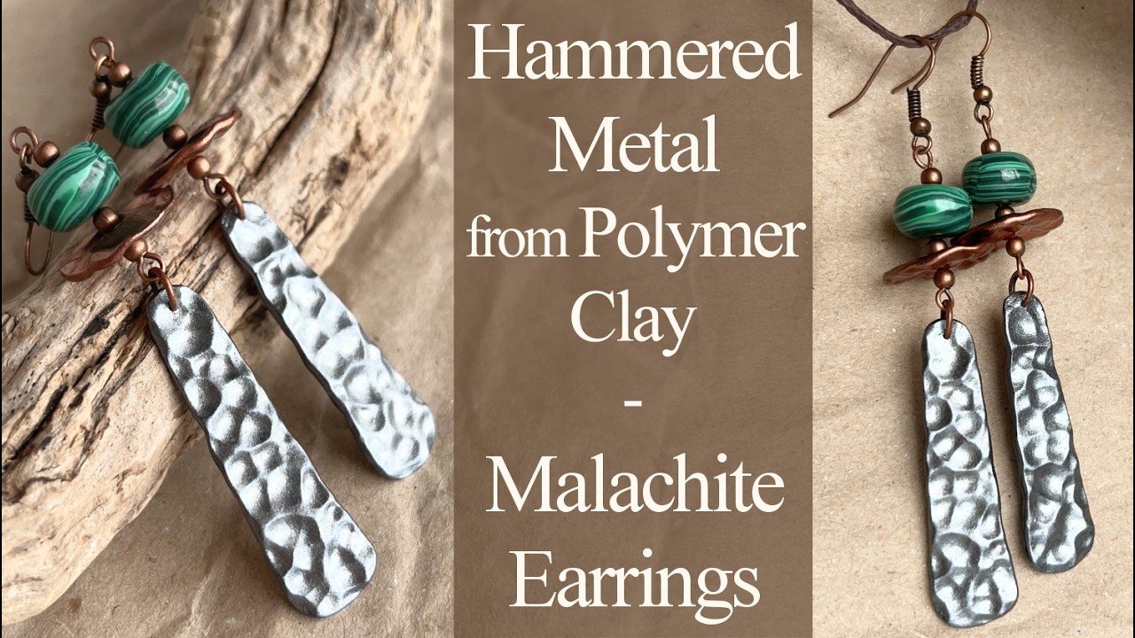 メタルのジュエリークラフト How To Make Faux Hammered Metal With Polymer Clay - Malachite Clay