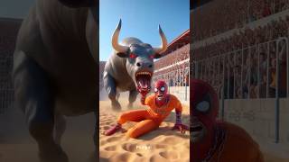 Black bull vs Spiderman and Venom and Joker 😱 #shorts #spiderman #ai