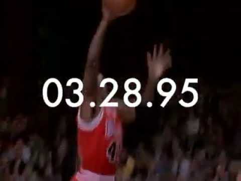 穿著45號球衣的Michael Jordan，在Knicks的主場Madison Square Garden砍下55分。
