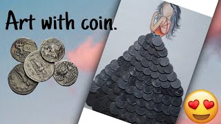 coin art on paper /girl drawing alone /oil pastel drawing alone girl /drawing sad girl alone easy coin art on paper /girl drawing alone /oil pastel drawing alone girl /drawing sad girl alone easy