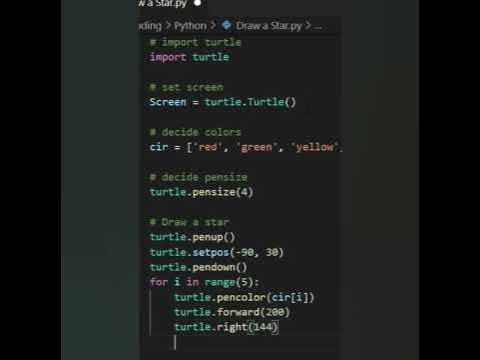 How To Draw a Star using python |Python Turtle #shorts #python ...