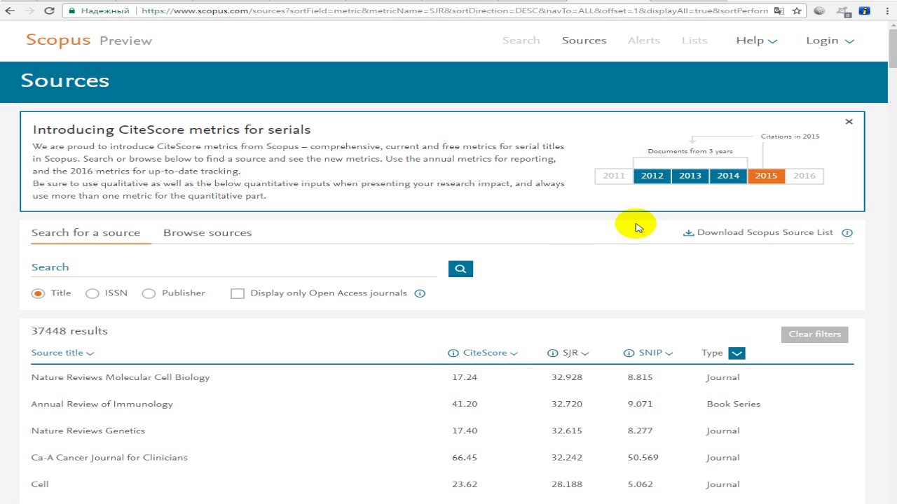 Сайт scopus com