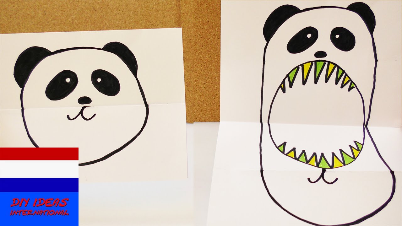 schattige panda vs pandamonster | knuffelbeer met mood swings |  verjaardagskaart knutselen - YouTube