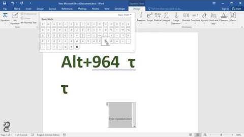 How to type tau symbol in  Word