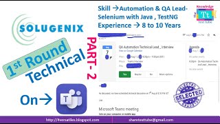 Solugenix-Selenium:Java,QA Lead Interview Question&Answers||8-10 Years Experience||Tech+Managr-PART2 screenshot 5