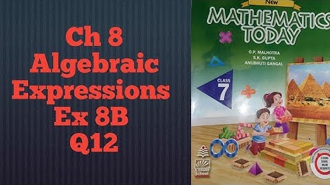 ICSE Mathematics Today Class7 | Q12 Ex 8B Chapter 8 Algebraic Expressions Class 7 | ICSE Board |