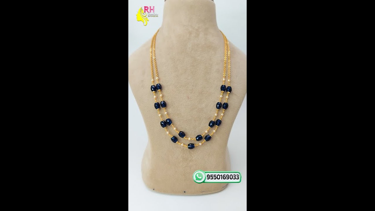 Oval CZ Beads & Pearl Customization | Lawyer Madam Special Kattu Teega Necklace Design