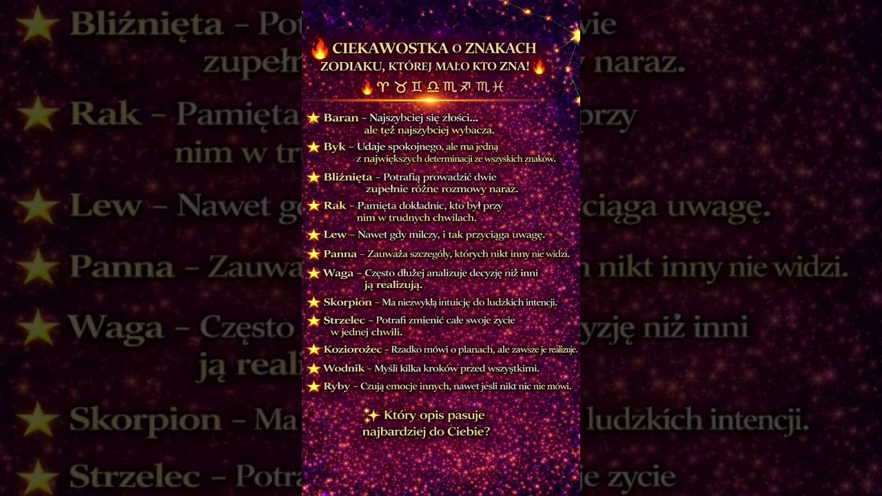 🔥 Ciekawostki o znakach zodiaku, których nie zna większość! ✨