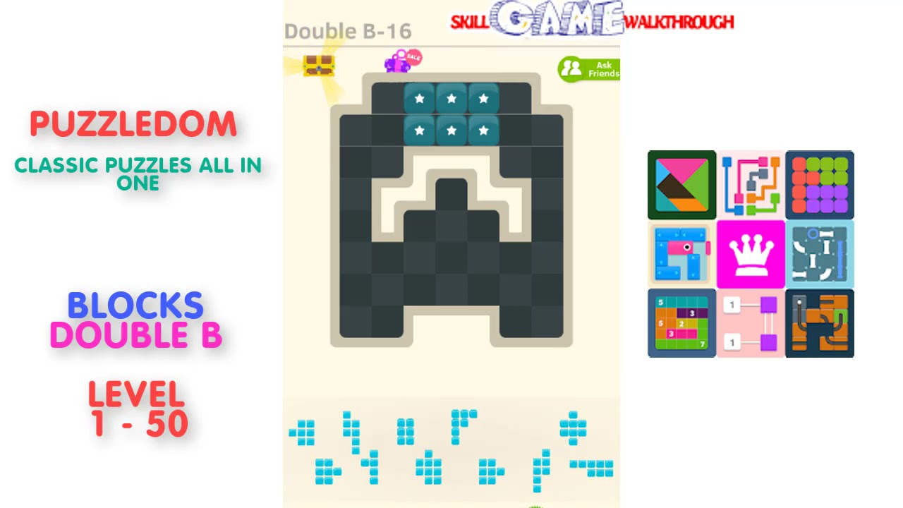 Puzzledom - Blocks Double B Level 1 - 50 - Walkthrough
