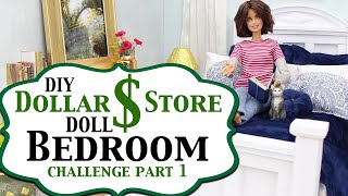 DIY-How to Make: Dollar Store Doll Bedroom Challenge Part 1 - DIY Barbie Bedroom - Barbie bed