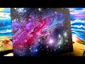 Acrylic Galaxy pour painting with stars and a nebula art