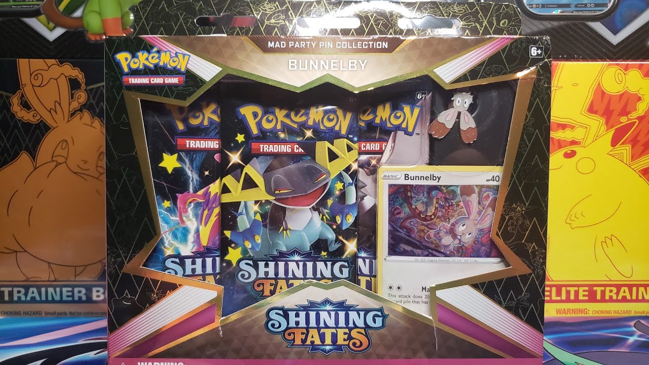 【英語版】Shining Fates ホルビー ピンコレクション Pokémon Shining Fates Bunnelby Pin Collection Opening - YouTube