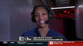 🚨 A'ja Wilson after DROPPING 30pts in win | Las Vegas Aces WNBA women's basketball NBA interview screenshot 1