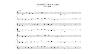 Chromatic Dorian Natural 7 Scale in All 12 Keys