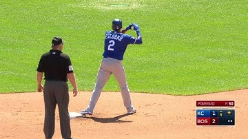 KC@BOS: Escobar doubles to right and scores Cain