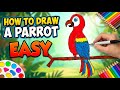 How to Draw a Parrot EASY 🦜🌴