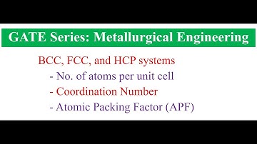 GATE (Metallurgical Engineering): BCC, FCC, and HCP Systems - No. of atoms, Coordination No. and APF