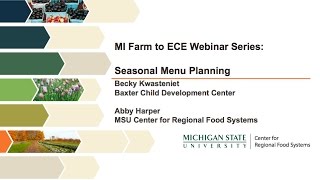 Farm to ECE Webinar Series: Seasonal Menu Planning