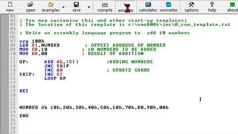 8086 addition program