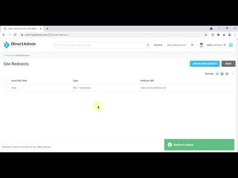 Add a site redirect in DirectAdmin