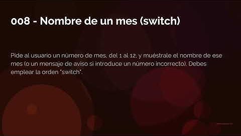 Nombre de un mes, switch (ejercicios de Java - 008)