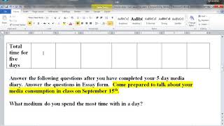 Media Diary Instruction
