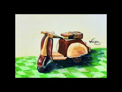 Vẽ xe Vespa - Vẽ xe máy - Hướng dẫn vẽ và tô màu xe máy Vespa/ Draw Vespa motorcycles