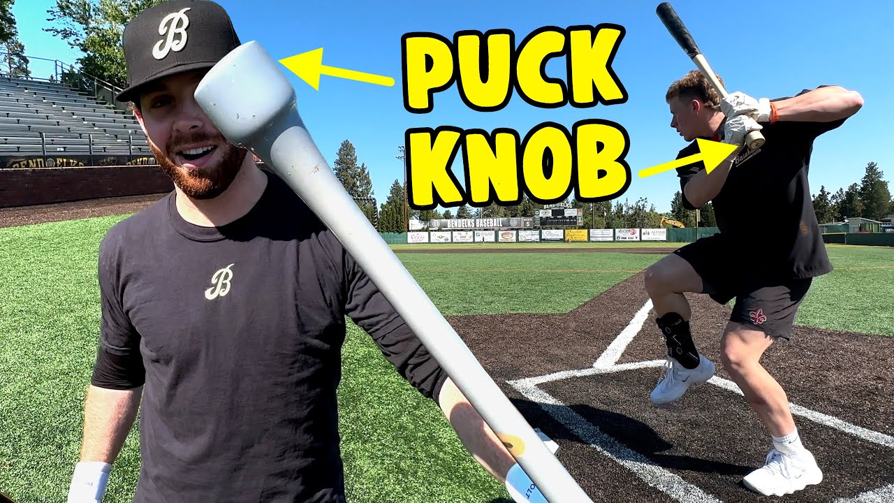 Hitting with a PUCK KNOB Wood Baseball Bat Review YouTube