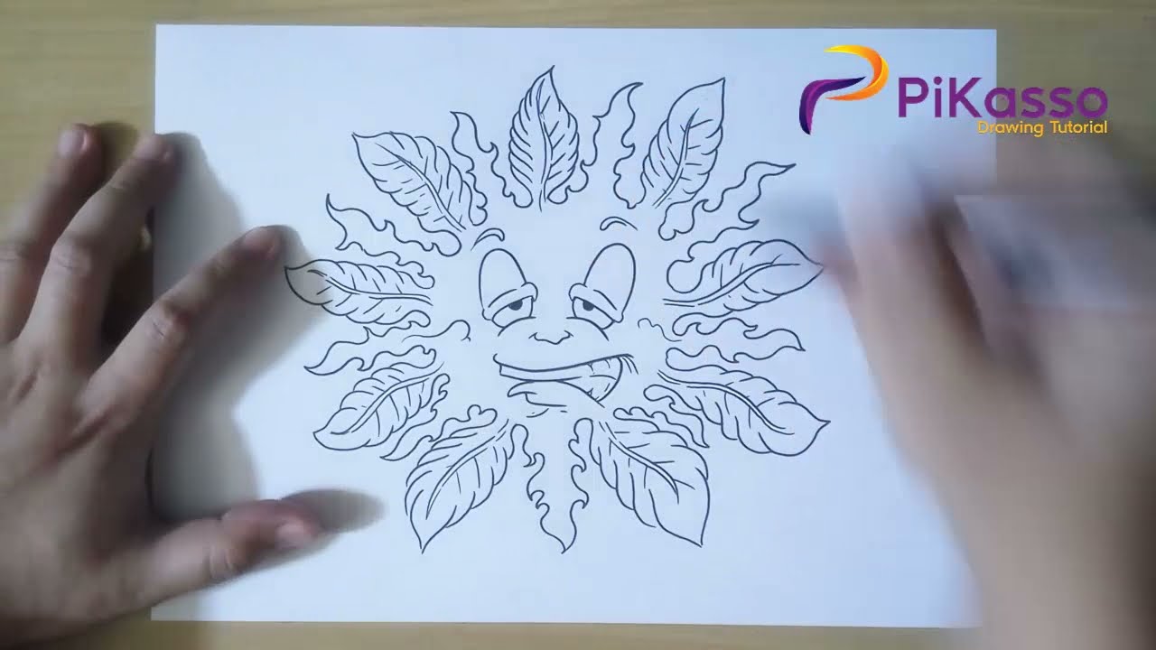 How to Draw Green Weed Emoji Sun Mascot